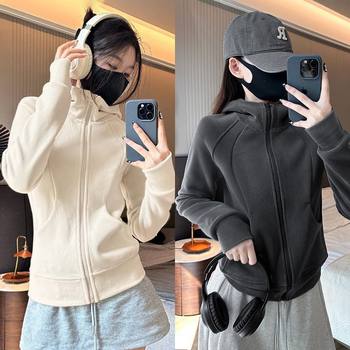 Oriole Fleece Sweatshirt Jacket for Women, Autumn Cardigan with Hood, New Style, Thickened for Warmth, Zipper, Slim Fit, Suitable for Outerwear