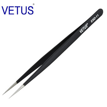 Vetus esd anti-static high-precision tweezers esd-11 302 stainless steel anti-magnetic and anti-acid watch repair beauty