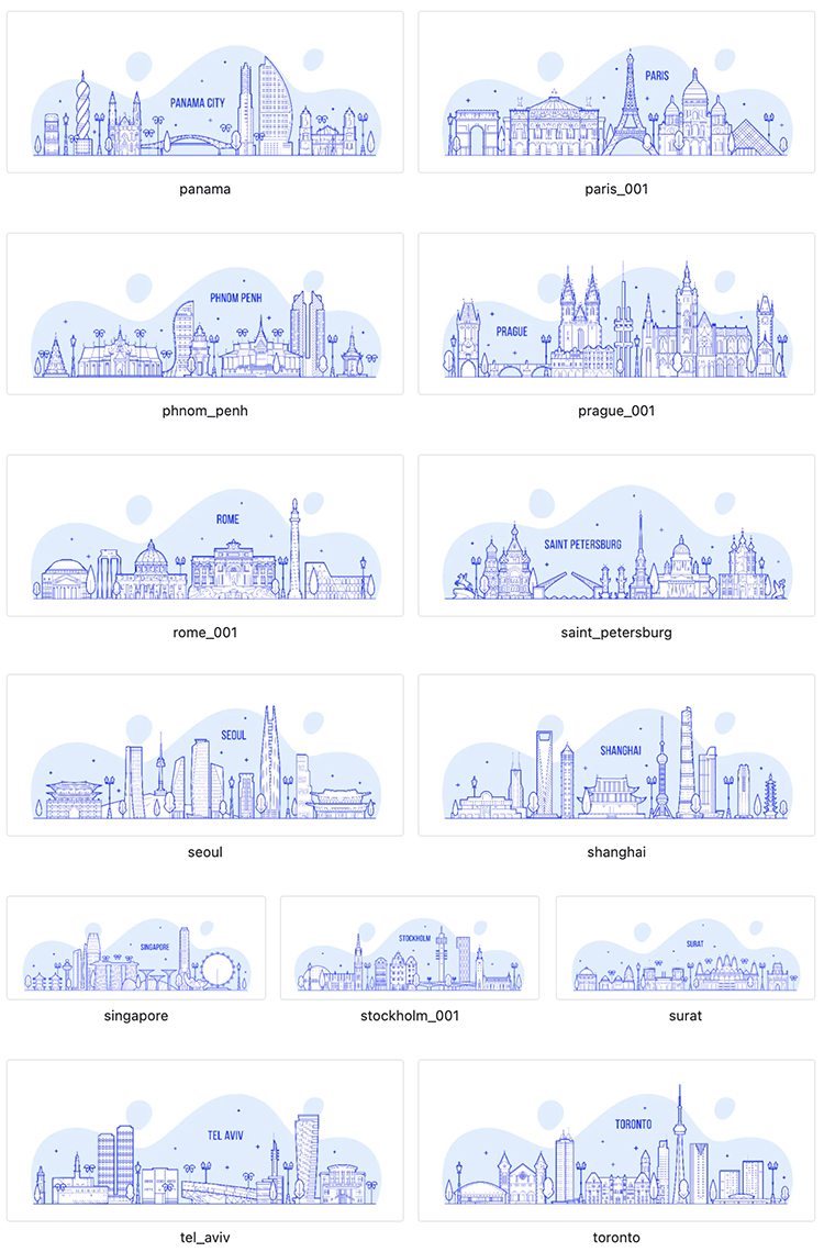 图片[6]-世界各地城市地标建筑线性插画AI矢量源文件PNG免抠图片设计素材-cg男孩