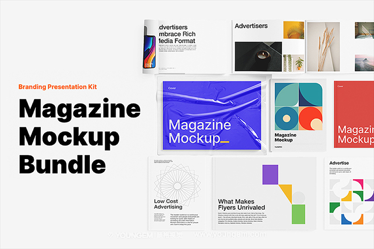 图片[2]-3D多规格翻页杂志画册书籍封面内页设计贴图ps样机素材展示效果-cg男孩