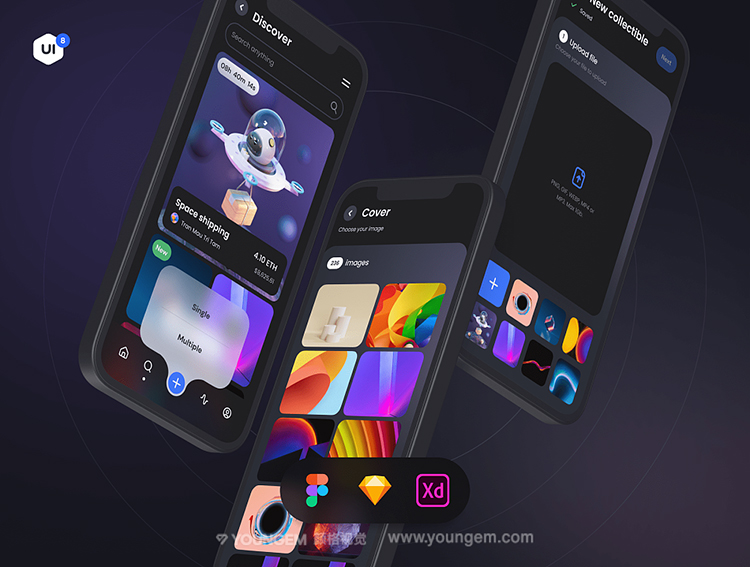 图片[8]-潮流NFT市场金融交易app界面网页作品集ui素材模板xd/ske源文件-cg男孩