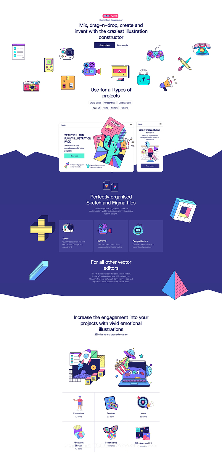 图片[2]-潮流抽象创意扁平化孟菲斯几何手绘人物插画ai矢量设计素材源文件-cg男孩