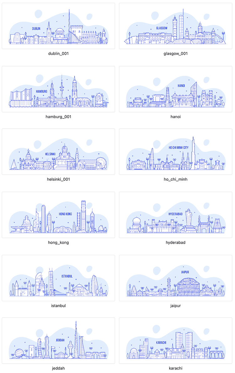图片[3]-世界各地城市地标建筑线性插画AI矢量源文件PNG免抠图片设计素材-cg男孩