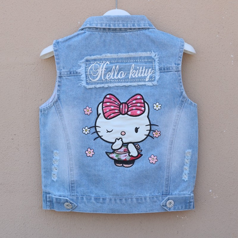 Girl Soft Denim Waistcoat Spring Autumn New Foreign Pie Woman in the middle of a short jacket waistcoat Waistcoat Shoulder Vest