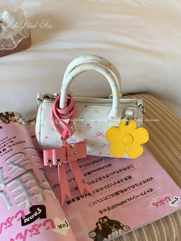 Lala Land Acc/Hot Island Rose Original LAOSHU Floral Boston Bag Handbag Crossbody Bow Lala Land Acc/Hot Island Rose Original LAOSHU Floral Boston Bag Handbag Crossbody Bow