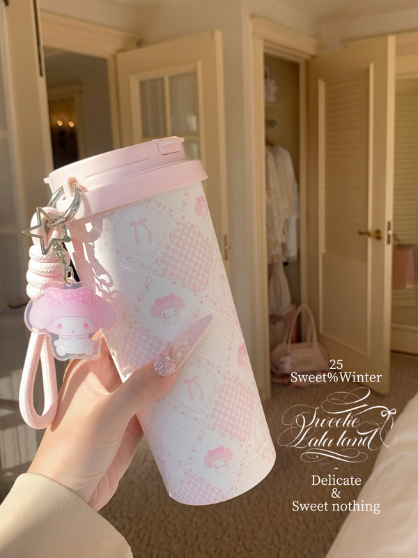 Lalacita/Floral Little Beauty Original Printed Insulated Cup Cute Straw Coffee Cup 304 Portable Lalacita/Floral Little Beauty Original Printed Insulated Cup Cute Straw Coffee Cup 304 Portable