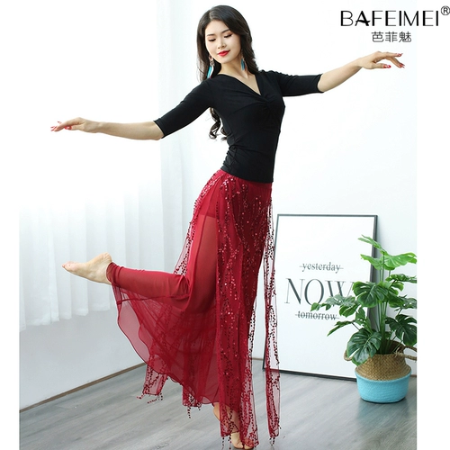 Спортивная одежда, блестки для ногтей, длинная юбка, костюм для танцевального шоу, подходит для начинающих