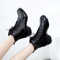 Spring and autumn leather dance shoes female soft outside wearing fashion square dance shoes dance shoes winter sailor dance boots