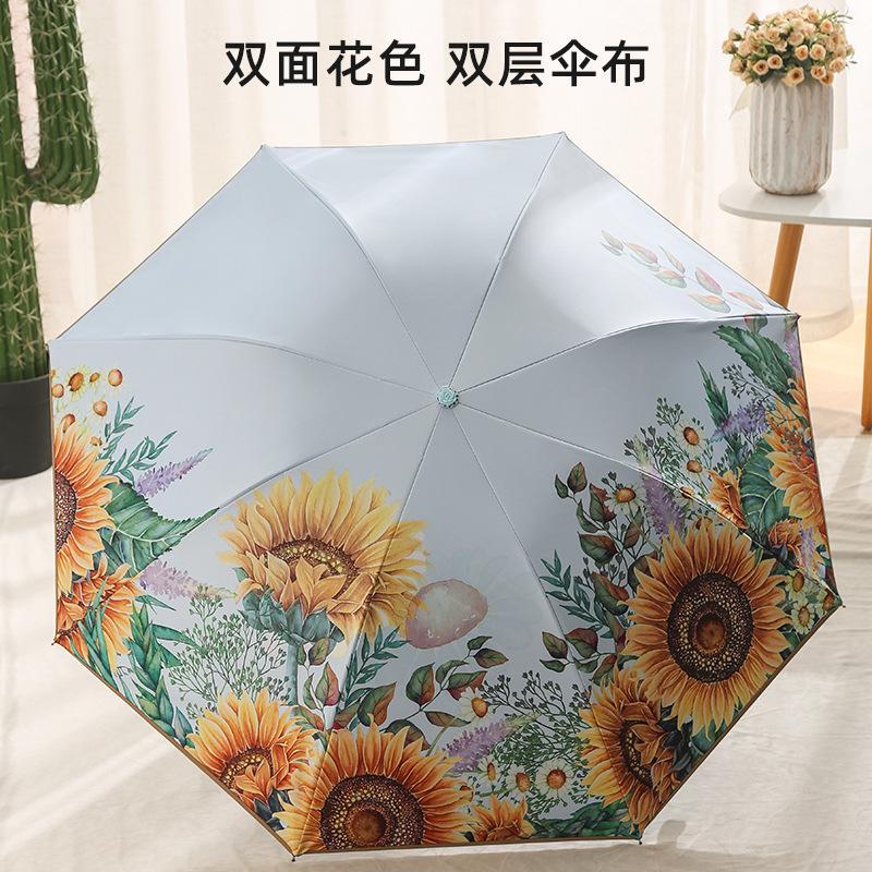 Winning the First Prize after High School Entrance Examination and College Entrance Examination, Double-Layer Parasol, Sunflower Vinyl Sun Protection, Uv Protection, Sunny Umbrella
