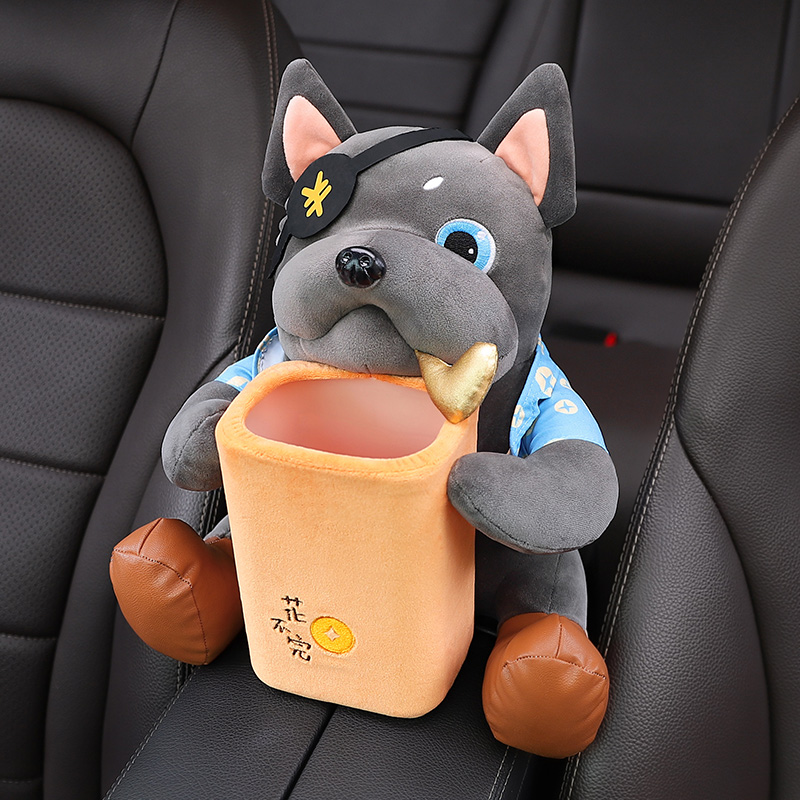 On-board paper towel box bin Two-in-one creative cute car armrest box pumping paper box mesh red in-car adornment-Taobao