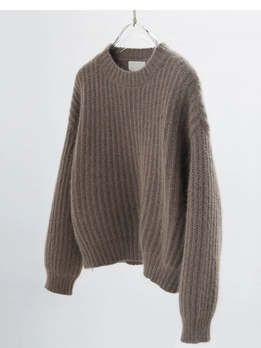 Демисезонный розовый базовый классический трикотажный свитер, круглый воротник, французский стиль