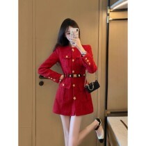 2024 New Years new Chinese New Year red festive senior sensation Liondress woman fashion temperamental little fragrant wind skirt