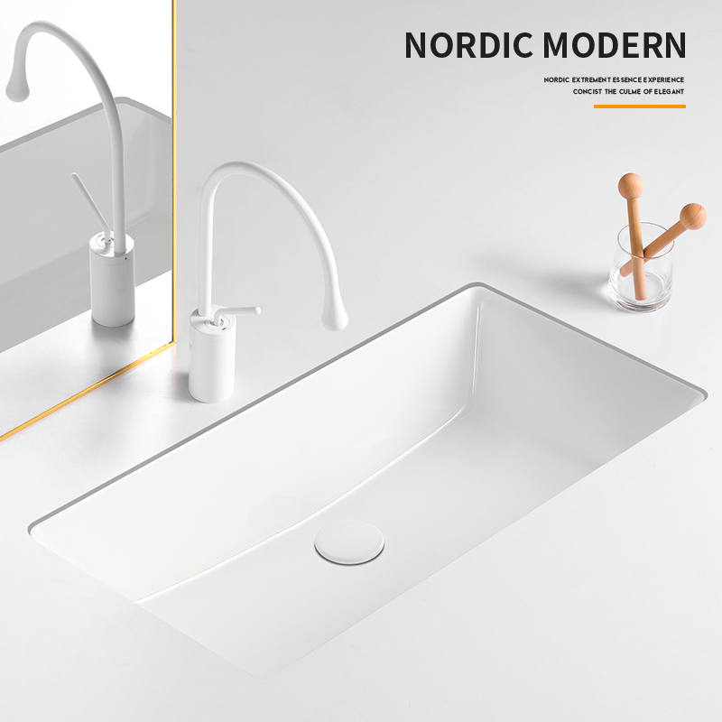 70cm80cm large size undercounter basin square powder room wash face single sink ceramic oversized built-in wash basin