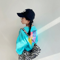 Girls  sweaters Korean version 2021 new spring and autumn season tide brand foreign style fashionable childrens printing casual loose top