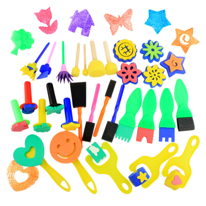 Kindergarten children's painting supplies geometric sponge brush roller brush painting brush acrylic rubbing graffiti toys