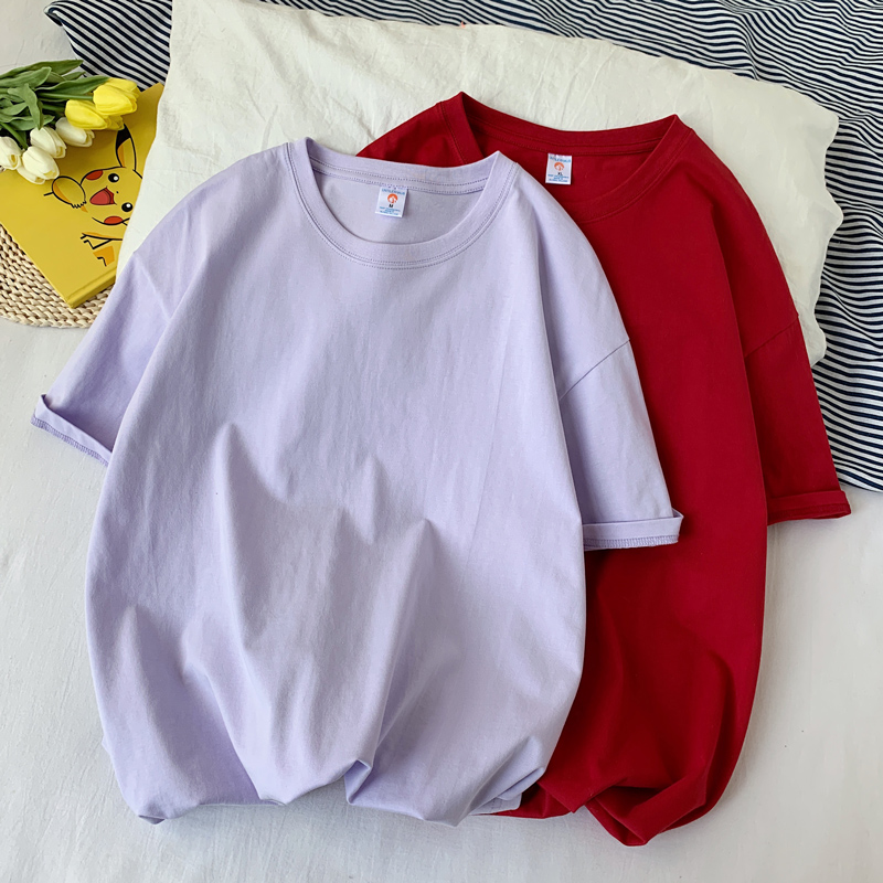 Lilac ColourShort sleeve T-shirt schoolboy Solid color trend Undershirt white Half sleeve Chaopai Versatile Basic fund student Built in Compassionate