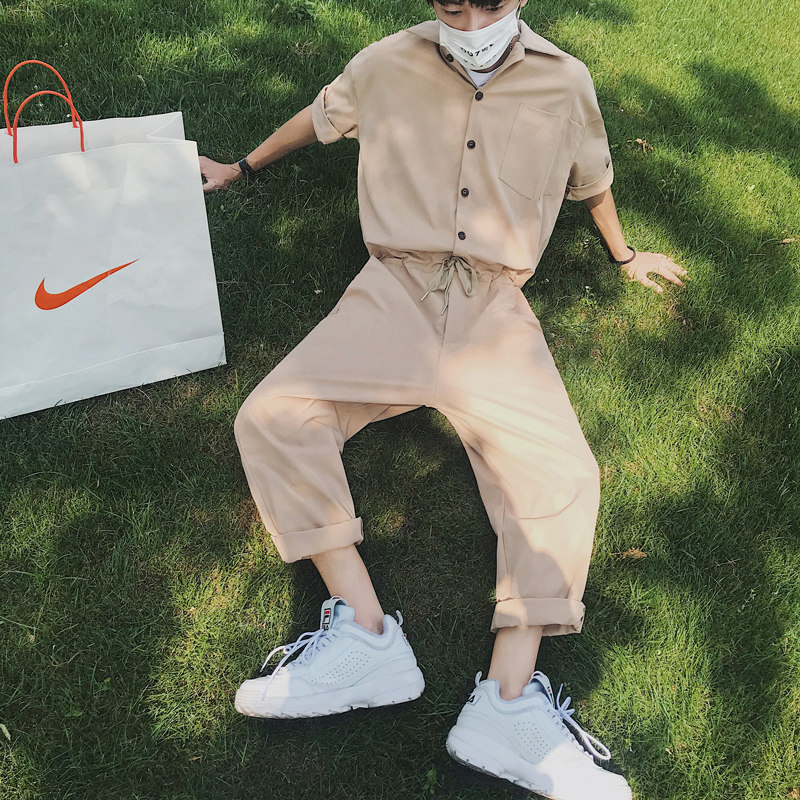 Summer pants Male port Wind Leisure Sports Korean version Trend 90% Pants Tooling Tide Card Students even suit clothes