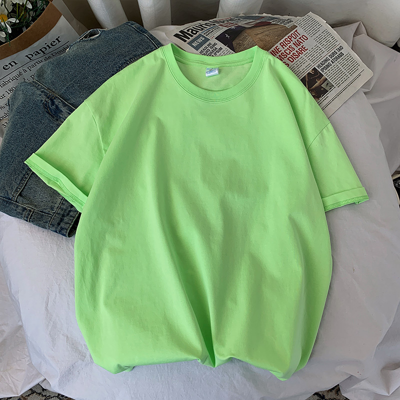 Light GreenShort sleeve T-shirt schoolboy Solid color trend Undershirt white Half sleeve Chaopai Versatile Basic fund student Built in Compassionate