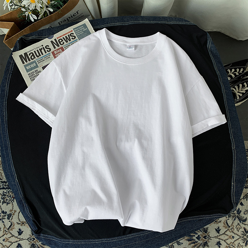 WhiteShort sleeve T-shirt schoolboy Solid color trend Undershirt white Half sleeve Chaopai Versatile Basic fund student Built in Compassionate