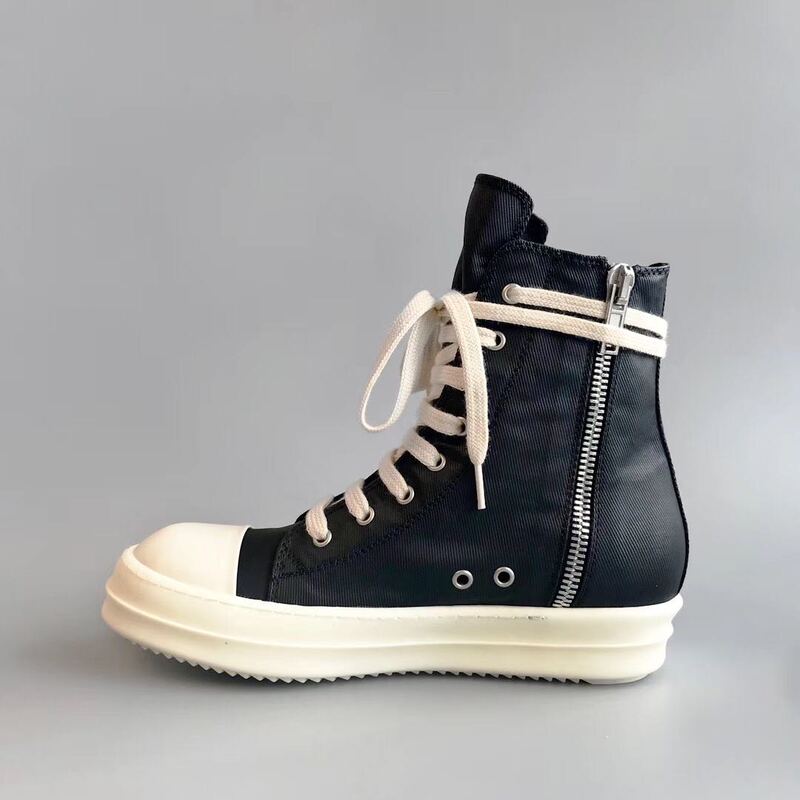 Rick Ro Shoes High-Top New Model Old Wax Cloth Water Wax Cloth Dark Avant-Garde High Street Fashion Shoes Unisex Rick Ro Shoes High-Top New Model Old Wax Cloth Water Wax Cloth Dark Avant-Garde High Street Fashion Shoes Unisex
