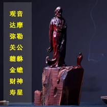 India lobular red sandalwood carving decoration Manjusri Guanyin Maitreya Buddha Dharma wealth Fu Lu Shou brave toad carving