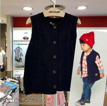 90 ярдов ~ теперь скидка Алло Луг Алу и Ру Да Южной Кореи покупки осенних мальчиков, вязание жилета E121