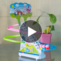 Piggy climbing stairs track toys childrens page ladder puzzle electric train automatic slide tremble sound duck