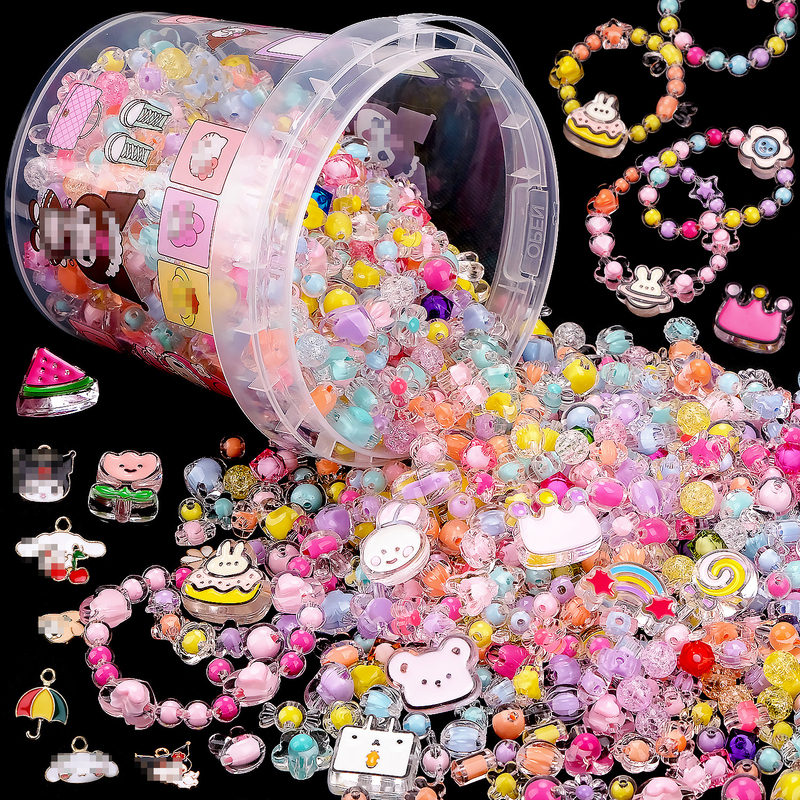 Children's Beaded Bracelet Handmade DIY Materials Loose Beads Jewelry Pendant Kindergarten Girls Toy Gift Box Beads