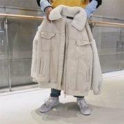 Áo len mùa đông cá tính áo khoác len nam phiên bản Hàn Quốc khâu ve áo đẹp trai trẻ trung áo bông công cụ cộng với quần áo nhung cotton