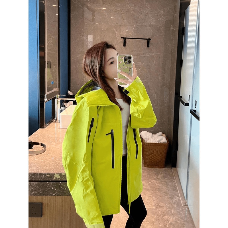 Fluorescent Green Hard-Shell Bird-Style Jacket for Men and Women, Spring and Autumn Outdoor Waterproof and Windproof Casual Sports Jacket, Mountaineering Coat