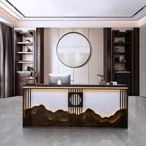 New Chinese retro bar restaurant hotel Teahouse solid wood cashier health Hall front desk reception desk clothing counter