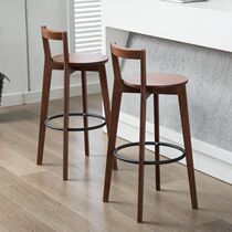 Bar chair retro American front desk restaurant high stool home backrest bar chair Nordic solid wood simple bar stool