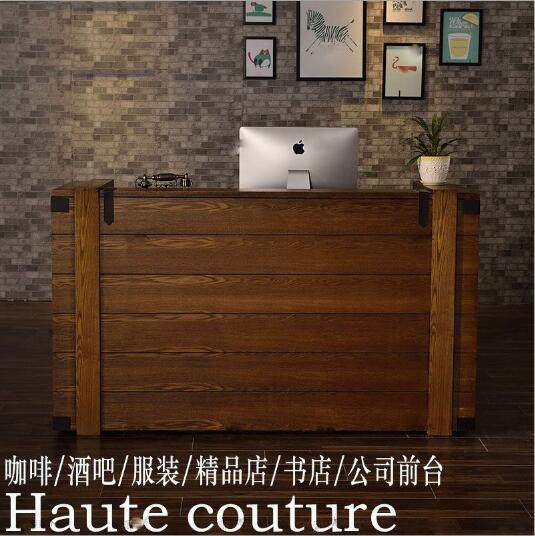 Industrial style retro cash register counter Solid wood bar Simple modern small convenience store dining room reception desk counter