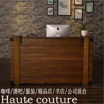 Industrial style retro cashier solid wood bar simple modern small convenience store restaurant front desk counter