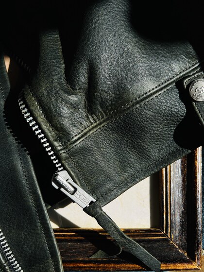 口碑之王！头层牛皮翻领斜拉机车夹克修身男士真皮皮衣