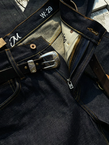 Ретро синие классические джинсы, штаны, в американском стиле, 14 унции, средняя посадка