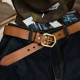 Кожаный латунный ремень ручной работы, в американском стиле, DIY, из натуральной кожи