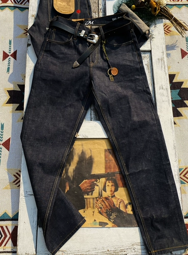 Ретро синие классические джинсы, штаны, в американском стиле, 14 унции, средняя посадка