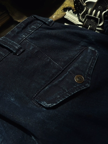 Синие классические универсальные прямые брюки из чистого хлопка со средней и высокой талией P37, комбинезон в стиле милитари, брюки в стиле ретро, окрашенные в синий цвет.