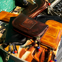 Gadgets~Handmade click vintage selection vegetable tanned calfskin key bag Coin purse small handbag