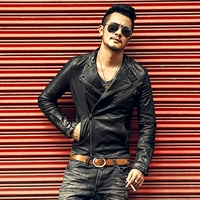 屌 屌 !! 100% da cừu áo khoác da đầu máy áo khoác da Hàn Quốc áo khoác da nam mỏng ngắn áo jacket nam