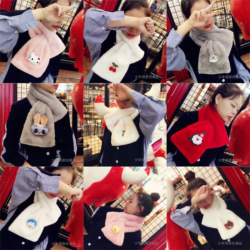 19 winter new ins cartoon bear rabbit parent-child scarf plush anti-rabbit hair children's scarf warm collar