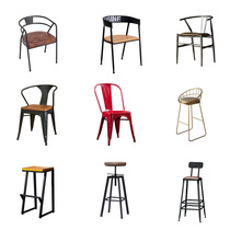 Industrial wind high chair stool chair Leisure iron artistic composite bar chair American dining chair