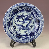 Ming Dynasty Xuande blue and white hand-painted dragon pattern porcelain plate classical home decorations antique porcelain