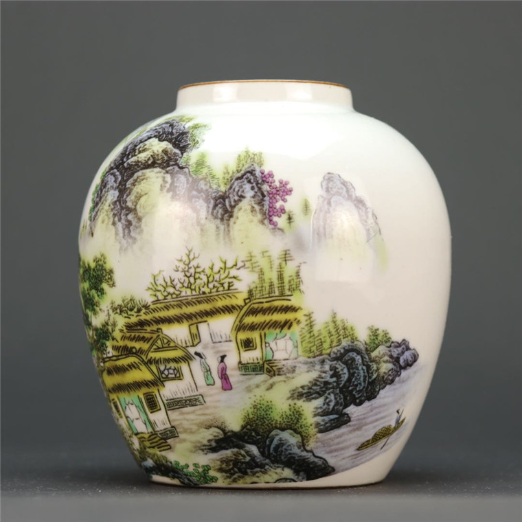 清同治粉彩人物山水故事罐：古董瓷器中的艺术瑰宝-仿古瓷器-淘宝