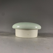 Antique bean green ceramic jar lid tea jar