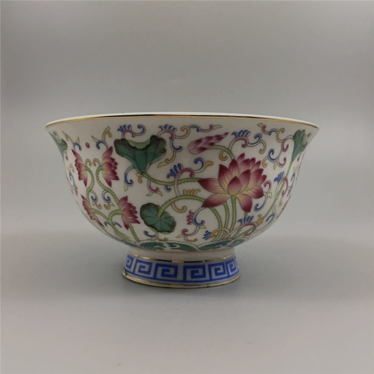 Special Sale Pastel Depiction Golden Lotus Flower Figure Stilt Bowl Antique Home Furnishings Antique Collection Furnishings Porcelain