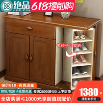 Pint New Chinese Entrance Door Solid Wood Shoe Cabinet Modern Minimalist Province Space Door Hall Cabinet Multifunction storage cabinet