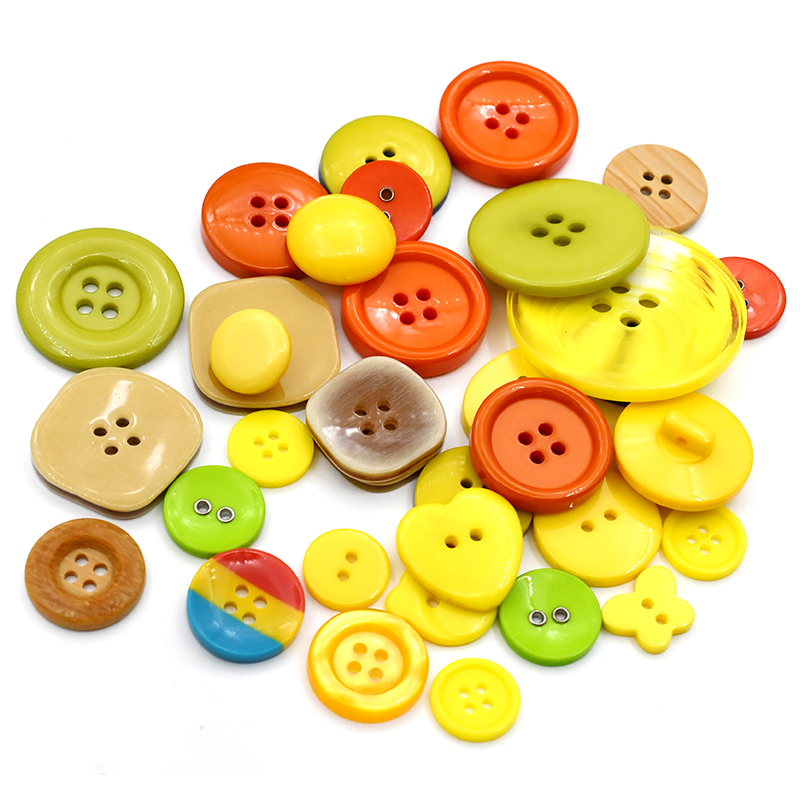High-End Resin Yellow Series Coat, Trench Coat, Blazer, Sweater, Yellow Glossy Orange Buttons