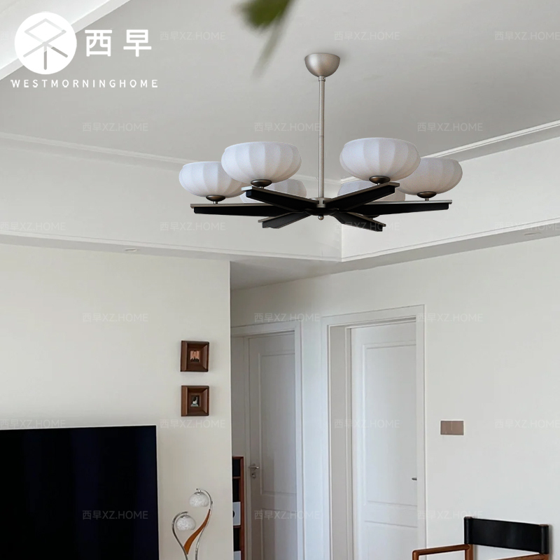 Rufu French-Style Vintage Living Room Lamp Main Light Chandelier American Retro Bedroom Dining Room Study Low Ceiling Lamp